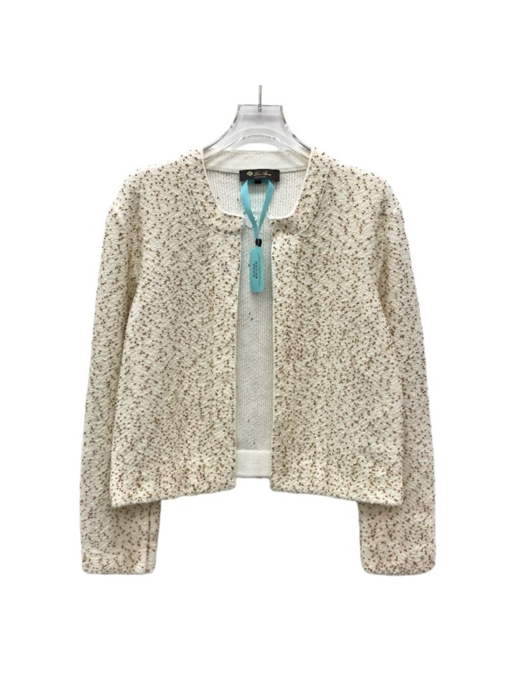 Loro Piana Beige Beaded Tweed Cotton Cardigan Jacket